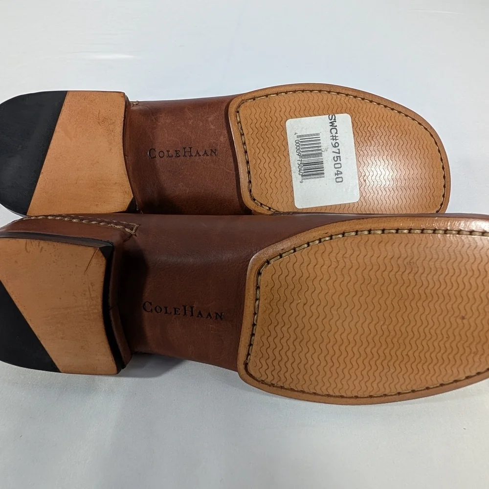 New Cole Haan Country Men's Rich Brown Leather Slip-On Summer Loafers Size 9B